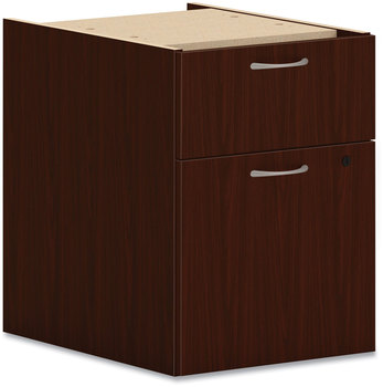 HON® Mod Hanging Pedestal Left or Right, 2-Drawers: Box/File, Legal/Letter, Traditional Mahogany, 15" x 20"