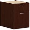 A Picture of product HON-PLPHBFLT1 HON® Mod Hanging Pedestal Left or Right, 2-Drawers: Box/File, Legal/Letter, Traditional Mahogany, 15" x 20"