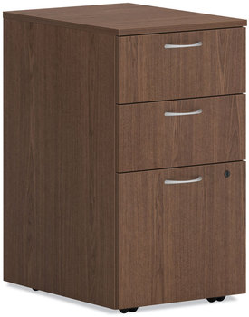 HON® Mod Mobile Pedestal Left or Right, 3-Drawers: Box/Box/File, Legal/Letter, Sepia Walnut, 15" x 20" 28"