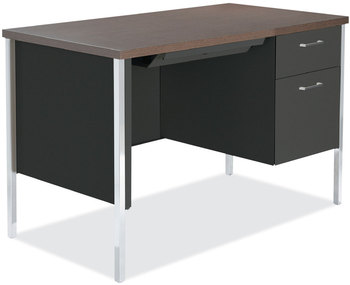 Alera® Single Pedestal Steel Desk 45.25" x 24" 29.5", Mocha/Black