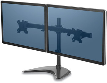 Fellowes® Professional Series Freestanding Dual Horizontal Monitor Arm For 30" Monitors, 35.75" x 11" 18.25", Black, Supports 17 lb