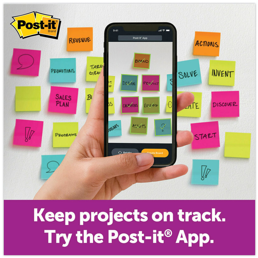 Post-it Super Sticky Notes, 3x5 in, 12 Pads, 2x the Sticking Power, Canary  Yellow, Recyclable (655-12SSCY)