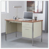 A Picture of product ALE-SD4524PC Alera® Single Pedestal Steel Desk 45.25" x 24" 29.5", Cherry/Putty