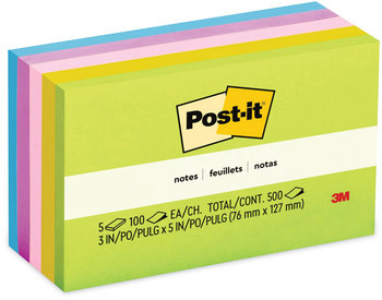 Post-it® Notes Original Pads in Floral Fantasy Colors Collection 3" x 5", 100 Sheets/Pad, 5 Pads/Pack