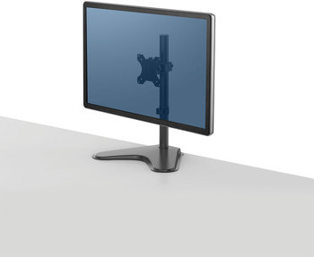 Fellowes® Professional Series Single Freestanding Monitor Arm For 32" Monitors, 11" x 15.4" 18.3", Black, Supports 17 lb