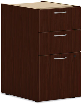 HON® Mod Support Pedestal Left or Right, 3-Drawers: Box/Box/File, Legal/Letter, Traditional Mahogany, 15" x 20" 28"