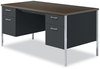 A Picture of product ALE-SD6030BM Alera® Double Pedestal Steel Desk 60" x 30" 29.5", Mocha/Black