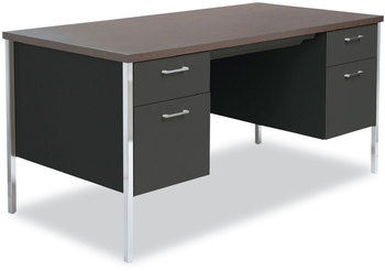 Alera® Double Pedestal Steel Desk 60" x 30" 29.5", Mocha/Black