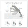 A Picture of product FEL-8056401 Fellowes® Platinum Series Single Monitor Arm For 27" Monitors, 360 deg Rotation, 45 Tilt, 180 Pan, Silver, Supports 20 lb