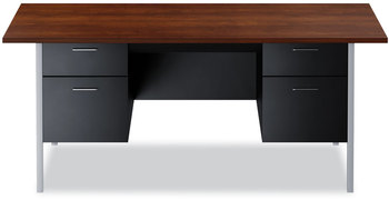 Alera® Double Pedestal Steel Desk 72" x 36" 29.5", Mocha/Black