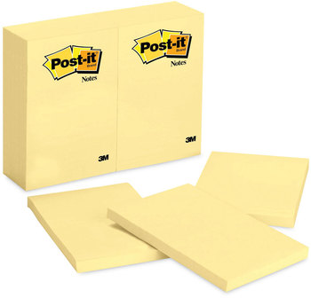 Post-it® Notes Original Pads in Canary Yellow 4" x 6", 100 Sheets/Pad, 12 Pads/Pack