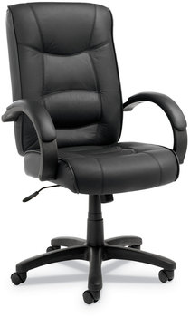 Alera® Strada Series High-Back Swivel/Tilt Top-Grain Leather Chair Supports Up to 275 lb, 17.91" 21.85" Seat Height, Black