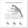 A Picture of product FEL-8056501 Fellowes® Platinum Series Dual Monitor Arm For 27" Monitors, 360 deg Rotation, 45 Tilt, 180 Pan, Silver, Supports 20 lb