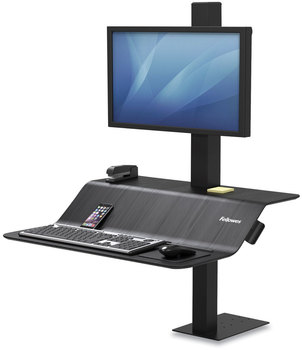 Fellowes® Lotus™ VE Sit-Stand Workstation 29" x 28.5" 27.5" to 42.5", Black