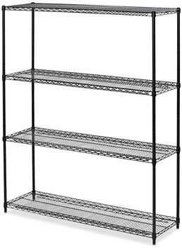 Alera® Black Anthracite Plus Wire Shelving Kit All-Purpose Starter Four-Shelf, 60w x 18d 72h,