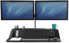 A Picture of product FEL-8080301 Fellowes® Lotus™ DX Sit-Stand Workstation 32.75" x 24.25" 5.5" to 22.5", Black