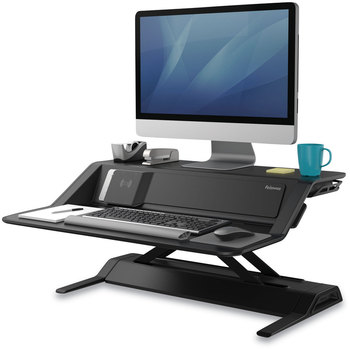 Fellowes® Lotus™ DX Sit-Stand Workstation 32.75" x 24.25" 5.5" to 22.5", Black