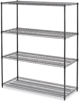 Alera® Black Anthracite Plus Wire Shelving Kit All-Purpose Starter Four-Shelf, 60w x 24d 72h,