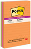 A Picture of product MMM-6603SSUC Post-it® Notes Super Sticky Pads in Energy Boost Colors Collection Note Ruled, 4" x 6", 90 Sheets/Pad, 3 Pads/Pack