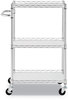 A Picture of product ALE-SW322416SR Alera® Three-Shelf Wire Cart with Liners Metal, 3 Shelves, 450 lb Capacity, 24" x 16" 39", Silver