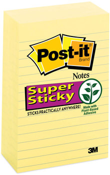 Post-it® Notes Super Sticky Pads in Canary Yellow Note Ruled, 4" x 6", 90 Sheets/Pad, 5 Pads/Pack