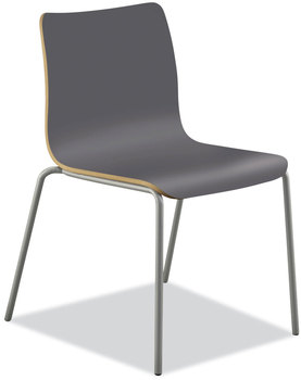 HON® Ruck™ Laminate Chair Supports Up to 300 lb, 18" Seat Height, Charcoal Seat/Back, Silver Base, Ships in 7-10 Business Days