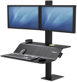 Fellowes® Lotus™ VE Sit-Stand Workstation - Dual 29" x 28.5" 42.5", Black