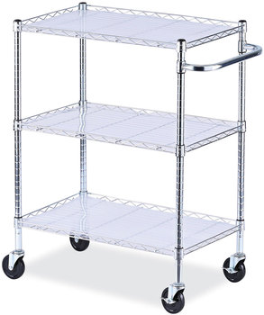 Alera® Three-Shelf Wire Cart with Liners Metal, 3 Shelves, 600 lb Capacity, 34.5" x 18" 40", Silver
