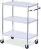 A Picture of product ALE-SW333018SR Alera® Three-Shelf Wire Cart with Liners Metal, 3 Shelves, 600 lb Capacity, 34.5" x 18" 40", Silver