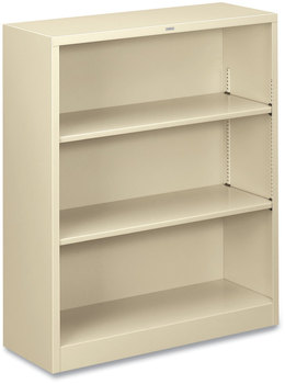 HON® Brigade® Metal Bookcases Bookcase, Three-Shelf, 34.5w x 12.63d 41h, Putty