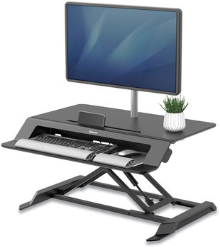 Fellowes® Lotus™ LT Sit-Stand Workstation 34.38" x 28.38" 7.62", Black