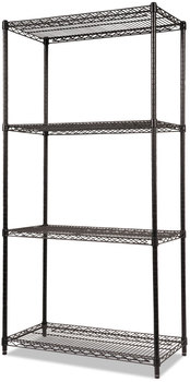 Alera® NSF Certified Industrial Heavy-Duty Wire Shelving Starter Kit Four-Shelf 36w x 18d 72h, Black