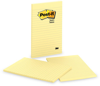 Post-it® Notes Original Pads in Canary Yellow Note Ruled, 5" x 8", 50 Sheets/Pad, 2 Pads/Pack