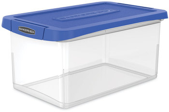 Bankers Box® Latch Lid Storage Bin 22.38" x 14.19" 10.63", Clear/Blue