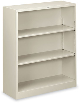 HON® Brigade® Metal Bookcases Bookcase, Three-Shelf, 34.5w x 12.63d 41h, Light Gray