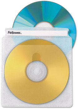 Fellowes® Double-Sided CD/DVD Sleeves 2 Disc Capacity, Clear, 50/Pack