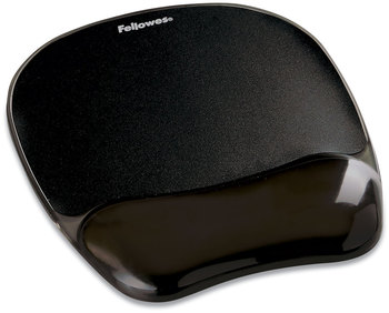 Fellowes® Gel Crystals™ Wrist Supports Mouse Pad with Rest, 7.87 x 9.18, Black
