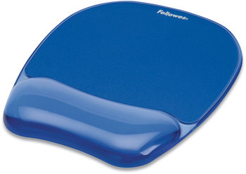 Fellowes® Gel Crystals™ Wrist Supports Mouse Pad with Rest, 7.87 x 9.18, Blue