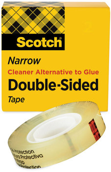 Scotch® Double-Sided Tape 1" Core, 0.5" x 75 ft, Clear