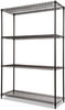 A Picture of product ALE-SW504818BL Alera® NSF Certified Industrial Heavy-Duty Wire Shelving Starter Kit Four-Shelf 48w x 18d 72h, Black