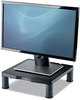 A Picture of product FEL-9169301 Fellowes® Standard Monitor Riser 13.38" x 13.63" 2" to 4", Graphite, Supports 60 lbs