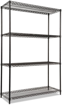 Alera® NSF Certified Industrial Heavy-Duty Wire Shelving Starter Kit Four-Shelf 48w x 18d 72h, Black