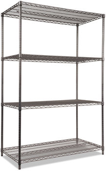 Alera® Black Anthracite Wire Shelving Kit Starter Four-Shelf, 48w x 24d 72h,