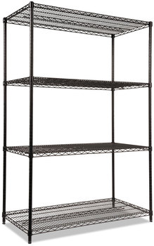 Alera® NSF Certified Industrial Heavy-Duty Wire Shelving Starter Kit Four-Shelf 48w x 24d 72h, Black