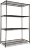 A Picture of product ALE-SW504824BL Alera® NSF Certified Industrial Heavy-Duty Wire Shelving Starter Kit Four-Shelf 48w x 24d 72h, Black