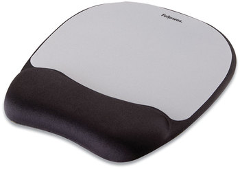 Fellowes® Memory Foam Wrist Rest Mouse Pad with 7.93 x 9.25, Black/Silver