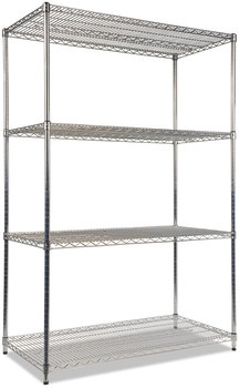 Alera® NSF Certified Industrial Heavy-Duty Wire Shelving Starter Kit Four-Shelf 48w x 24d 72h, Silver