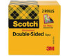 A Picture of product MMM-6652 Scotch® Double-Sided Tape 1" Core, 0.5" x 75 ft, Clear, 2/Pack