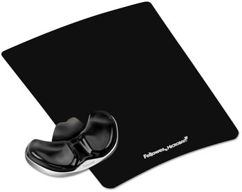 Fellowes® Palm and Wrist Supports with Microban® Protection Gel Gliding Support Mouse Pad, 9 x 11, Black