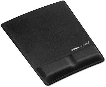 Fellowes® Palm and Wrist Supports with Microban® Protection Ergonomic Memory Foam Support Attached Mouse Pad, 8.25 x 9.87, Black